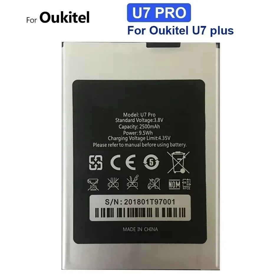 Battery for Oukitel U25 U20 U16 U15 U11 U7(pro Plus MAX) U22 U18 U10 C21 C18 C17 C15 C12 C11 C5 S70 Pro C25 C10 C8 C4 C2 S80 S77