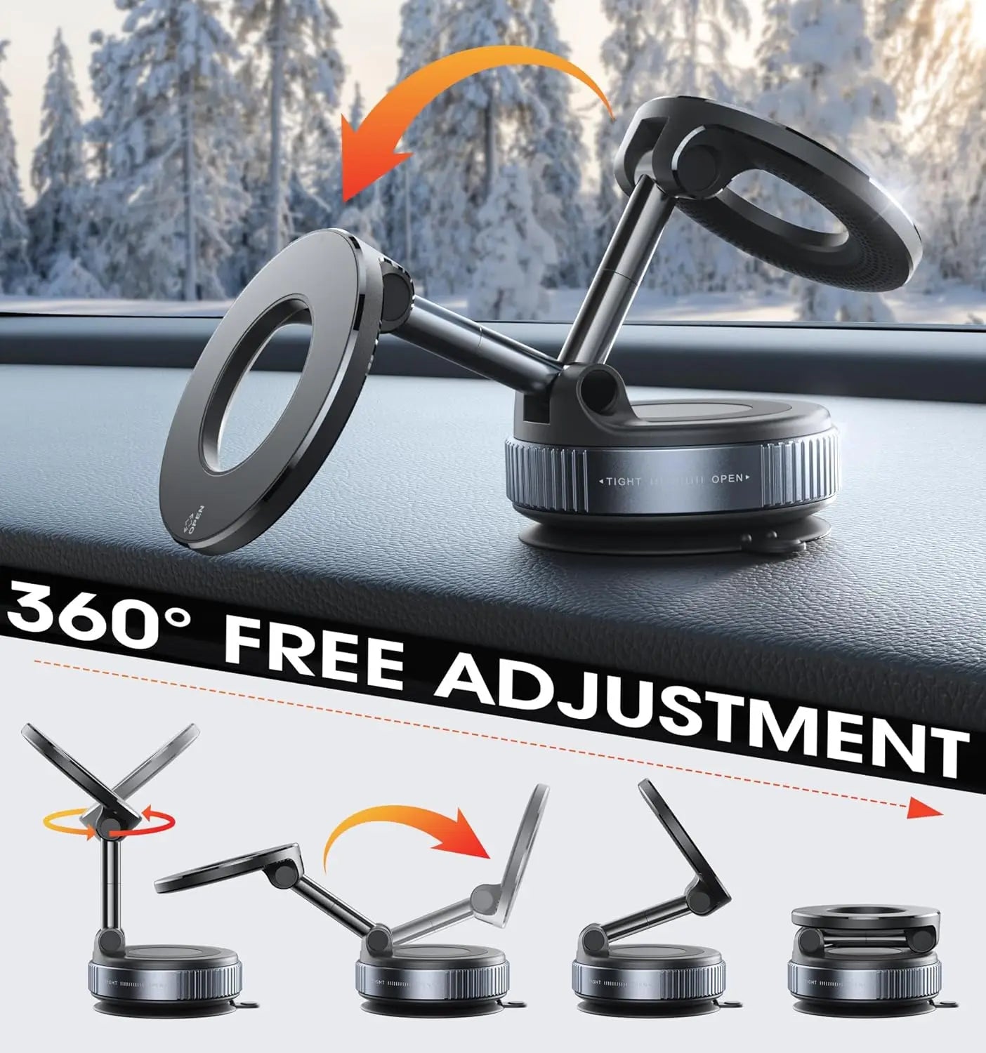360° Rotating Vacuum Magnetic Car Phone Holder  New Model Dashboard Glass Mount Multi-Scenario Automotive Navigation Stand
