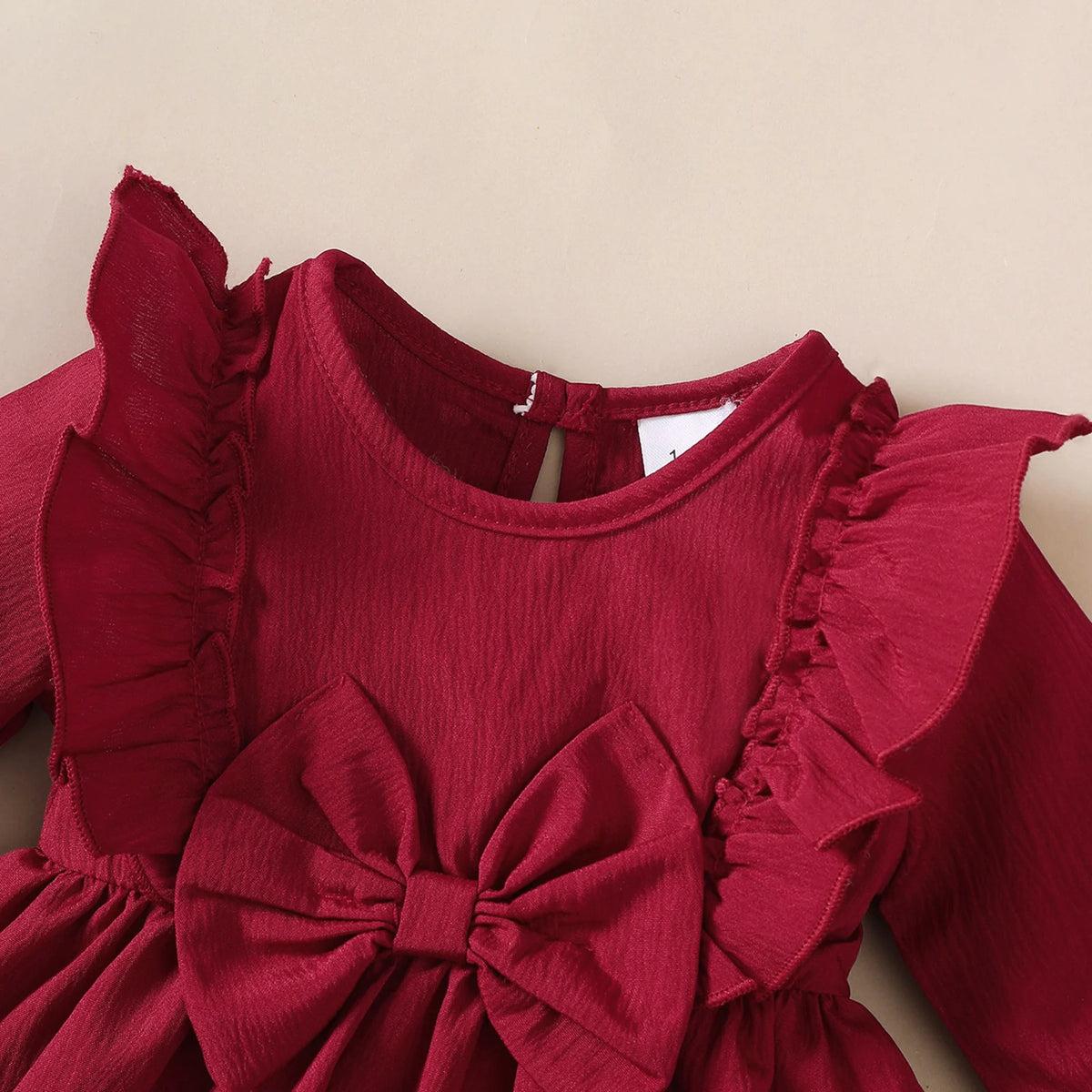 Baby girl Autumn Dress Ruffled Edges and Bow, Long sleeved Dress+Headband for 0-18 Months Cute Baby girl Holiday Party Costume