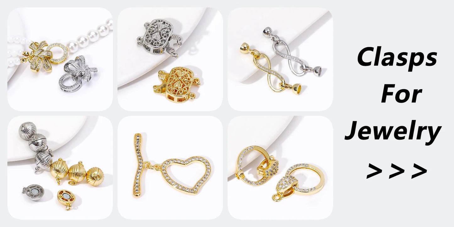 18K Gold Plated Brass Round Strong Magnetic Clasps For Bracelet Necklace Making Findings,End Clasps Connector For Jewelry Making