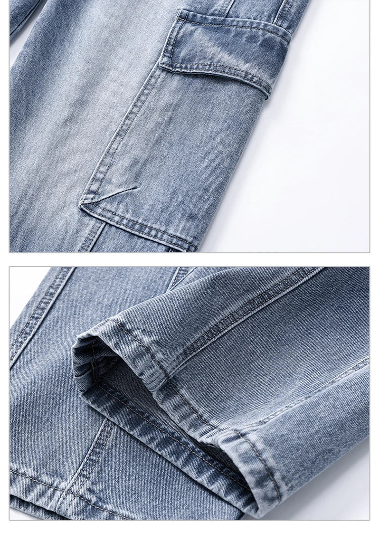 2025 Spring and Summer Men's Jeans Comfortable Versatile Workwear Military Straight Jeans Men's Fashion Trend Classic Style