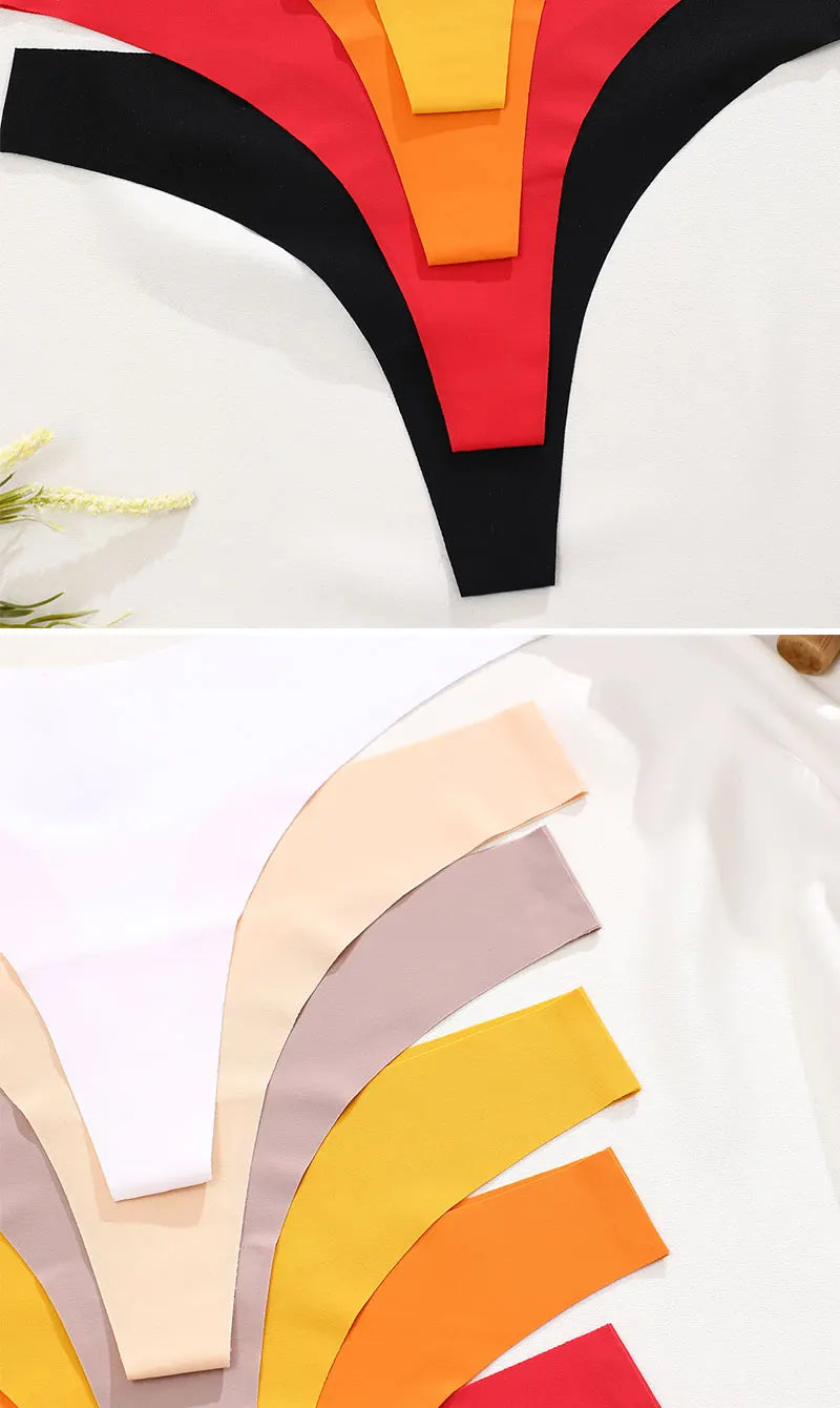 5Pcs/Set Sexy G-String Underwear Female T-back Intimates Lingerie Seamless Low Waist Underpants 10 Color Lady Bikini Panty XS-XL