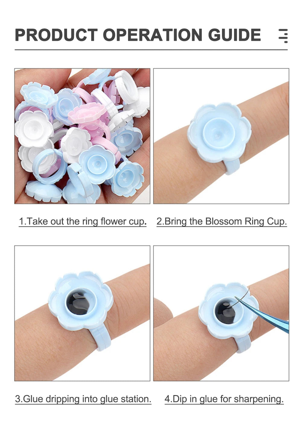 AILEISHI 100Pcs Disposable Eyelash Glue Fan Cup Rings Holder Container Tattoo Pigment Eyelash Extension Tools Lash Supplies