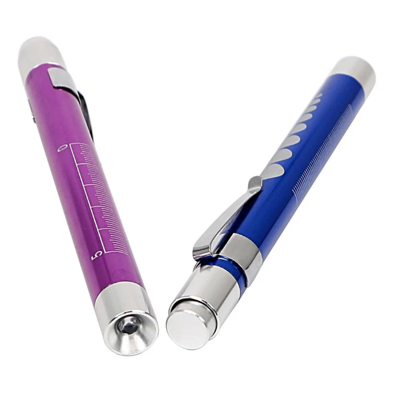 White Light Reusable LED Medical Penlight Flashlight With Pupil Gauge Pocket Clip Pen Light Torch Lamp For Nurses Doctors Readin