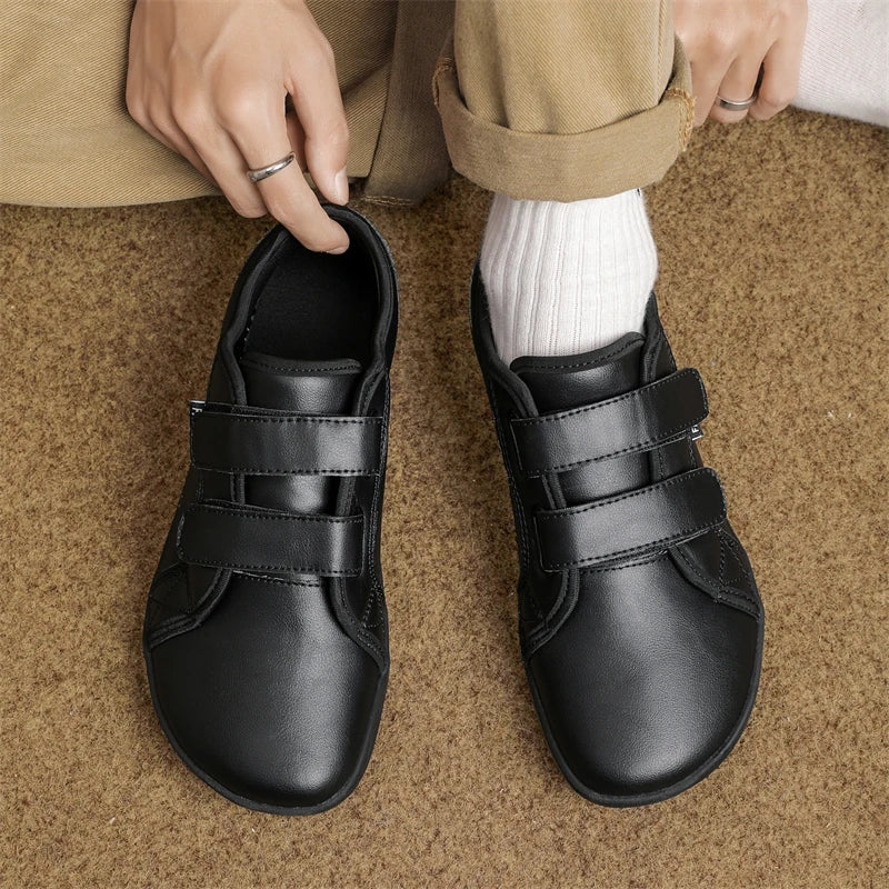 Mens/Women Barefoot Walking Shoes Wide Toe Zero Drop Minimalist Shoes Leather Comfortable Casual Shoes for Gym Driving Office