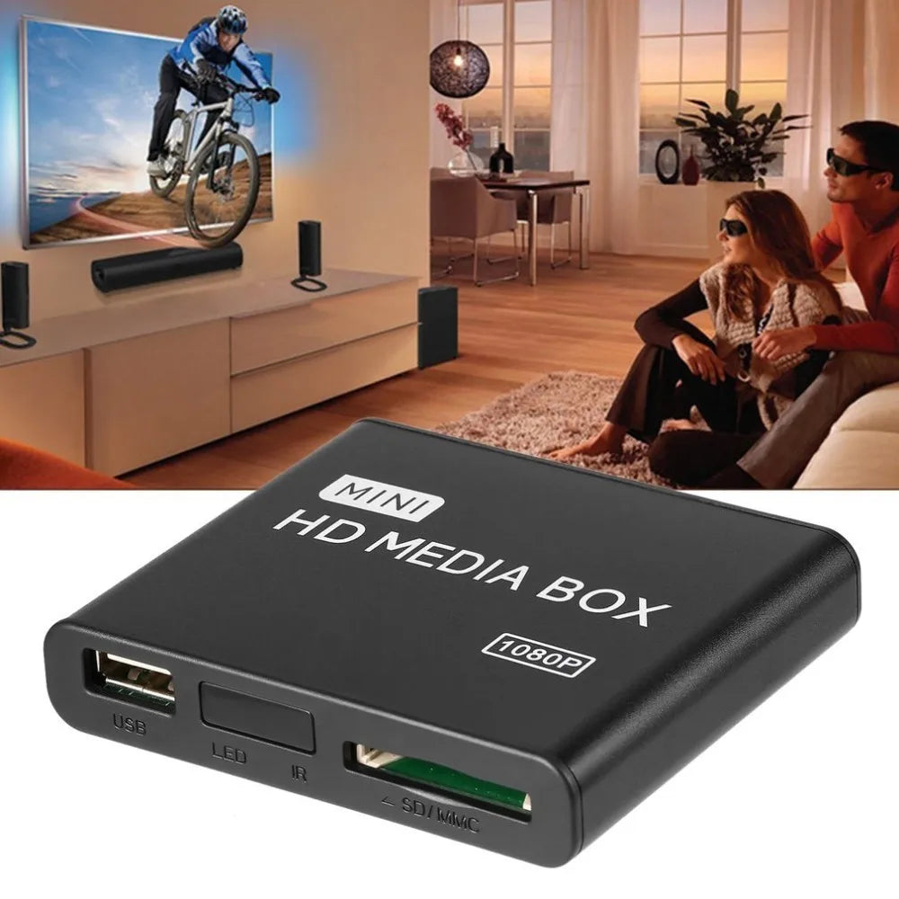 Hot 1080P Media Player Mini HDD Media Box TV Box Video Multimedia Player Full HD With SD MMC Card Reader 100Mpbs EU Plug