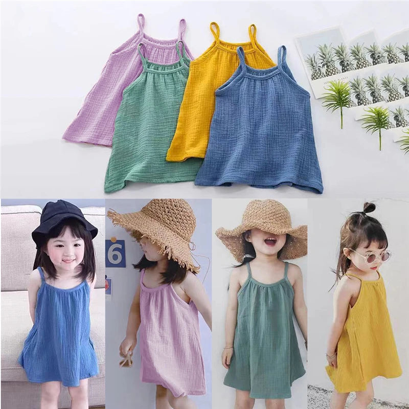 Cute Cotton Baby Dresses One-piece Summer Beach Sundress Muslin Dress for Girls Christening Carnival Costume Baby Newborn Items