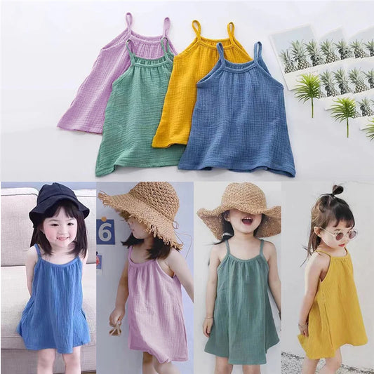 Cute Cotton Baby Dresses One-piece Summer Beach Sundress Muslin Dress for Girls Christening Carnival Costume Baby Newborn Items