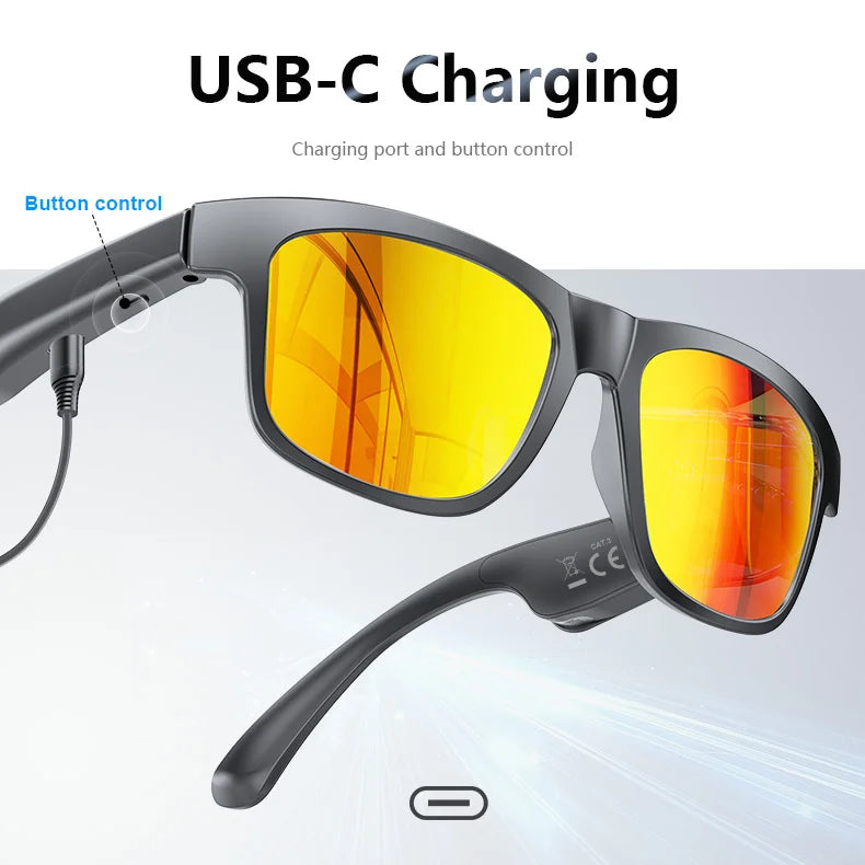 2026 New Smart Glasses Men Women Sunglasses, Bluetooth 5.4 Audio Glasses, UV400 Sports Headphones, 50H Standby 5H Playtime, TR F