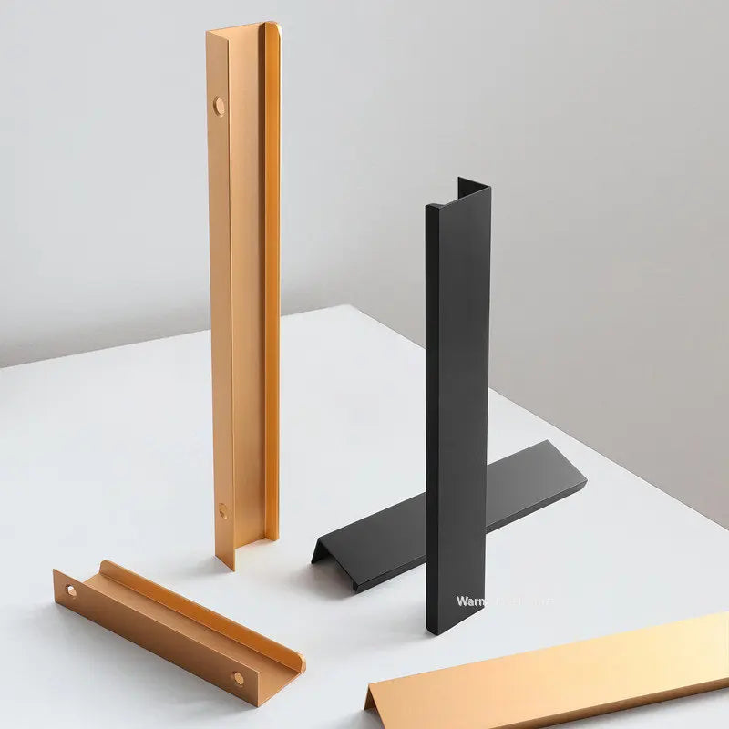 Extended drawer Cabinet Pulls door edge handle black gold wardrobe Drawer Pulls Aluminum Alloy Furniture Handles Cupboard Pulls