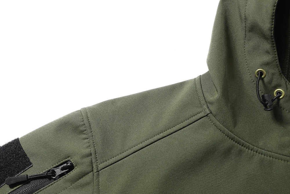 Men's hooded tactical jacket for autumn and winter outdoor windproof waterproof warm hiking camping and fishing durable jacket