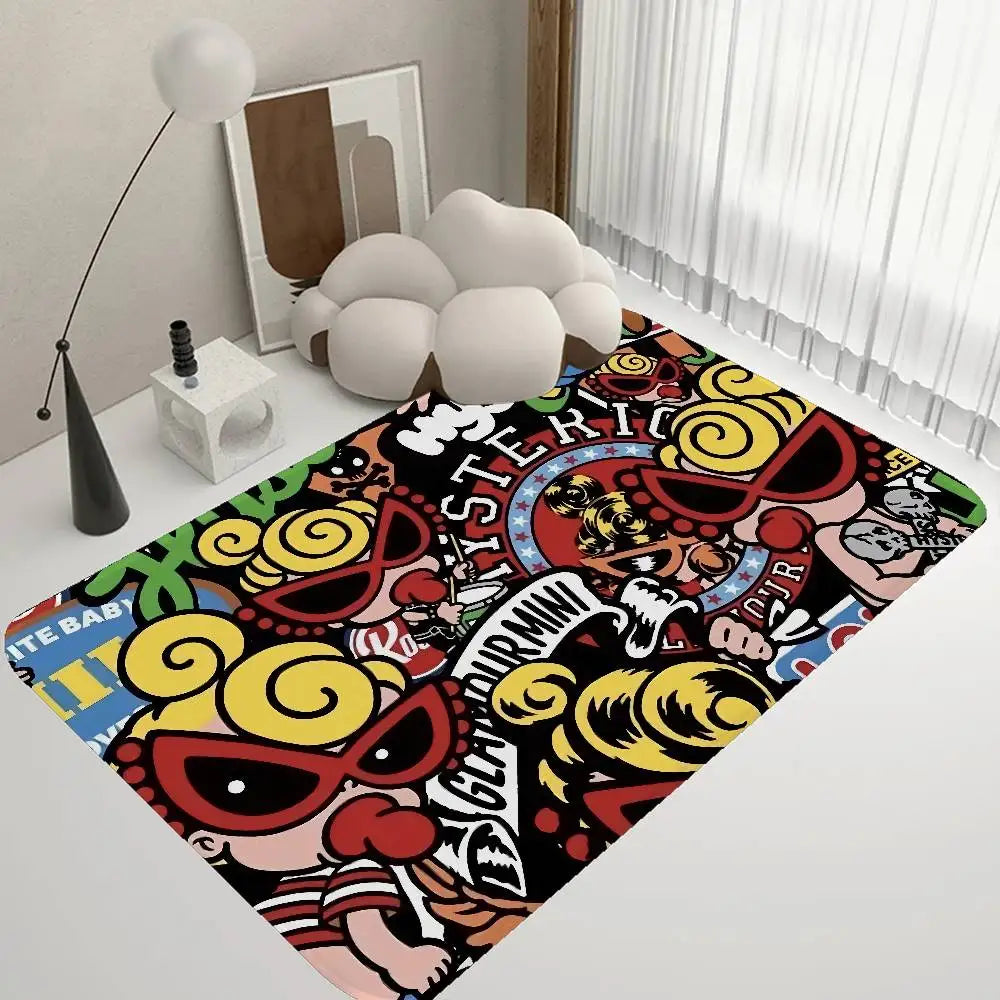 Japan Fashion H-Hysteric M-MiniS Floor Mat Non-Slip Laundry Room Mat Laundry Decor Balcony Child Living Room Bedside Mats