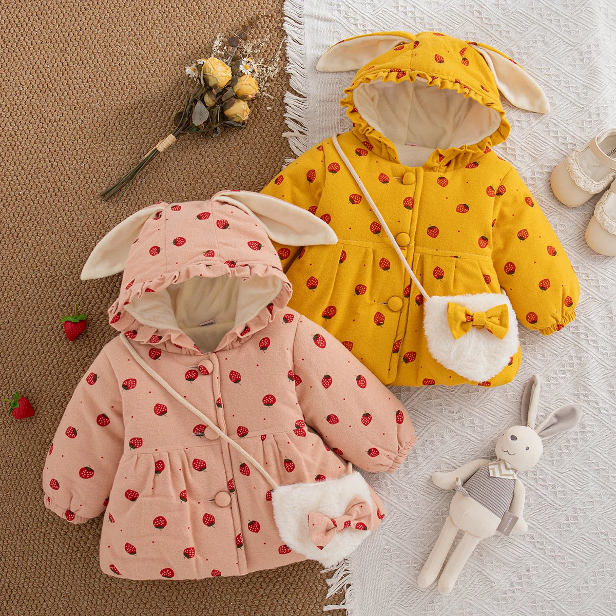 Winter New Thick And Warm Baby Girl Coat, Sweet And Cute Children'S Clothing Suitable For Babies Aged 9 Months To 3 Years Old