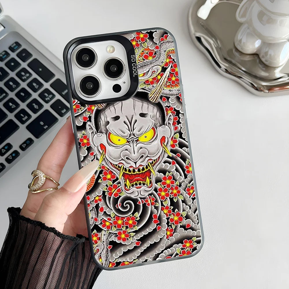 1pc Goro Majimas Hannya Yakuza Phone Case IMD Color Silver Shell For IPhone 16 15 14 13 12 11 Pro Max Plus