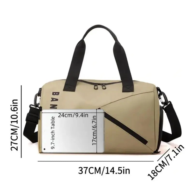 Unisex Large Capacity Handbag Crossbody Shoulder Bag Water-resistant, Gym Bag, Travel Bag for Men, Also Fits on Luggage Trolley