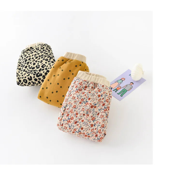 2026 Winter New Baby Warm Clothes Set Cute Leopard Floral Coat + Pants 2pcs Suit Vintage Baby Girl Outfits Infant Jacket Set