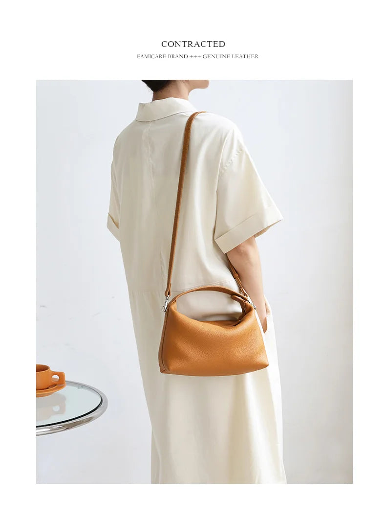 2024 New Women's Bag Female Luxury Soft Genuine Leather Handbag Lady Fashion Daily Casual Shoulder Bag Girls Crossbody Messenger