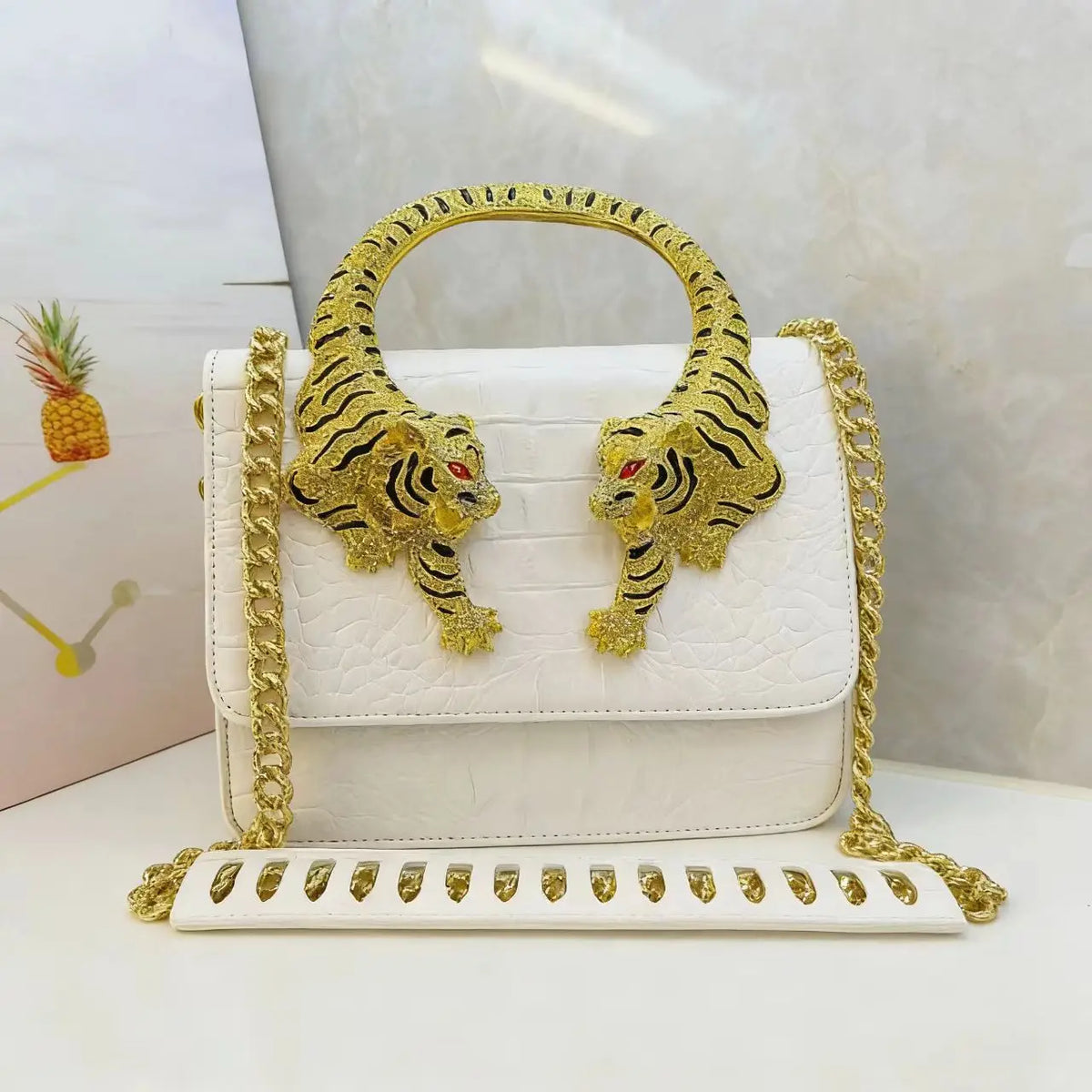 Chic Handbags For Women In Genuine Leather, By Luxury Brand With Decorative Elements, Timeless And Versatile Accessory