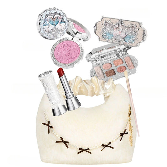 Makeup Set Flower Knows Strawberry Cupid Collection 6 Color Eyeshadow Palette Embossed Blusher Shine Lipstick Kit Maquiagem