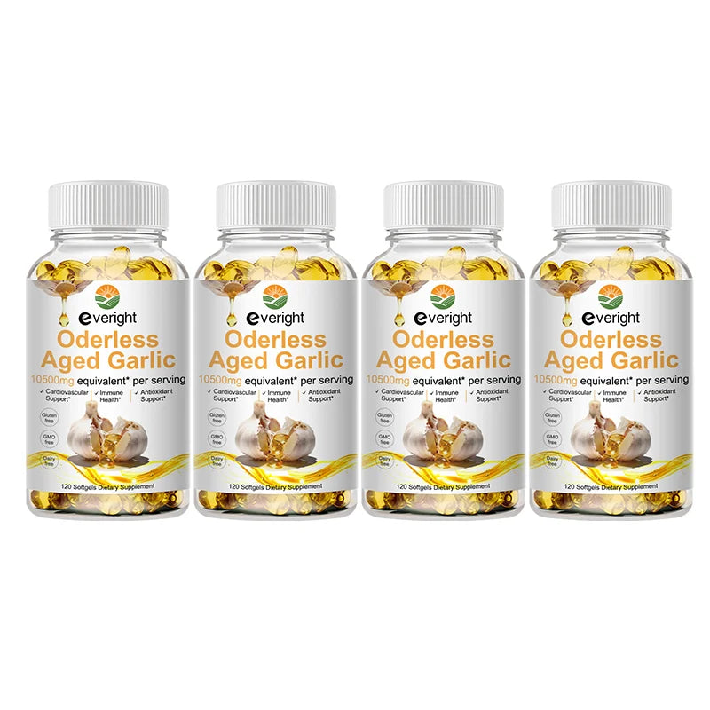 Aged Garlic Extract Capsules – Odorless Formula with Magnesium, Chromium, B1 & B9 – Supports Immune, Heart & Cardiovascular Heal
