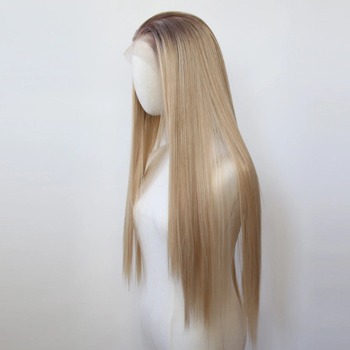 Ombre Honey Blonde Wig Synthetic Lace Front Wig Long Straight Lace Front Synthetic Wig Pre Plucked Heat Resistant Fiber Hair