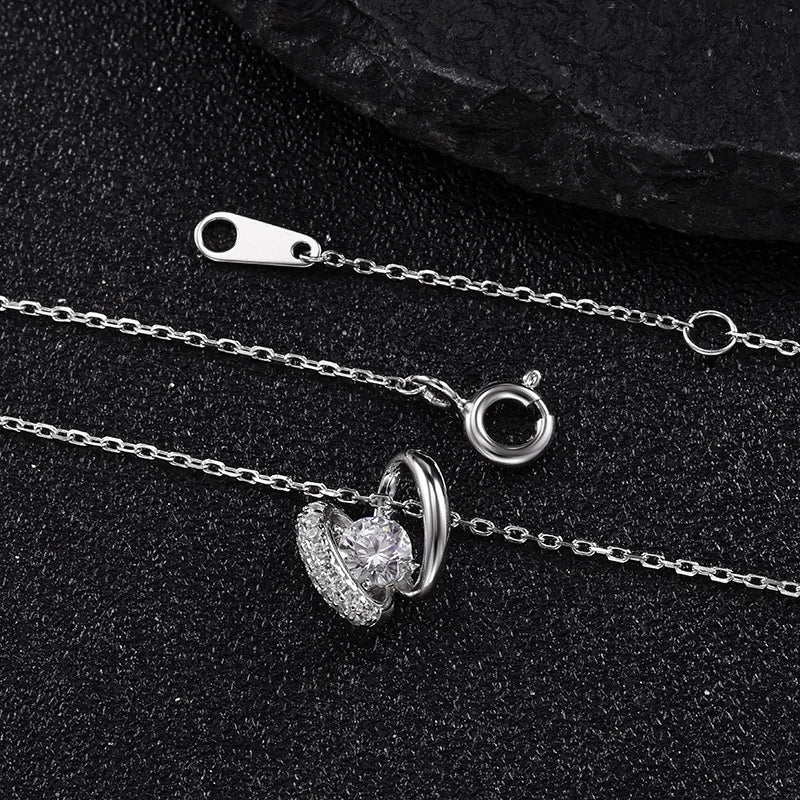 5mm Moissanite Pendant Necklace D VVS1 Moissanite with GRA Sterling Silver Plated 18K White Gold Waterproof Necklace for Women
