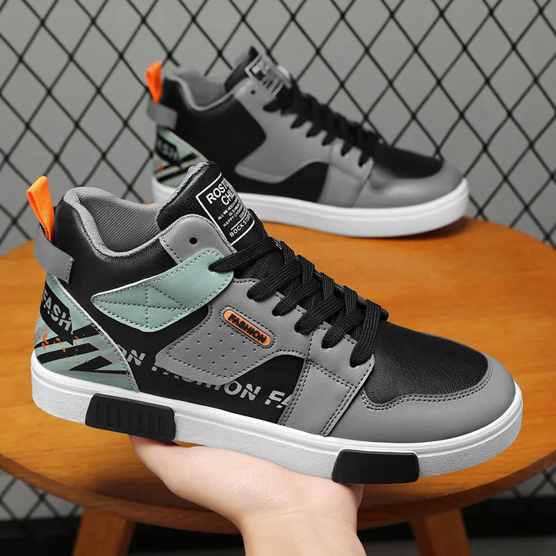 Men's Skateboarding Shoes 46 High Top Casual Sneakers Breathable Street Shoes Black Flats Shoes  Walking Shoes Chaussure Homme