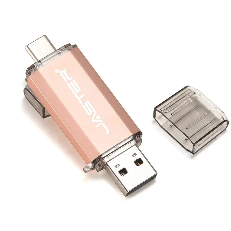 JASTER TYPE-C Smart Phone USB Flash Drives Metal Pen Drive Golden Hight speed Memory Stick Business U disk 16GB 32GB 64GB 128GB