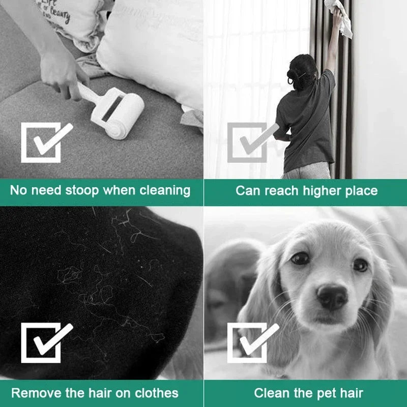 24cm 16cm Wide Lint Rollers Sticky with Long Handle Large Surface Pet Hair Remover Dust Brush for Carpets Floors Curtains