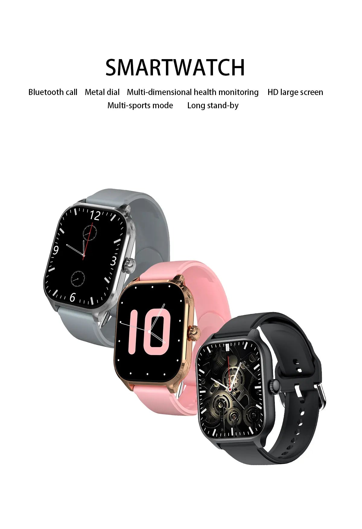 NEW 2.01'' Smartwatch Fitness Tracker Clock Sports Smartband Blood Pressure Monitor Smart Watches for Men Women IOS Android 2026