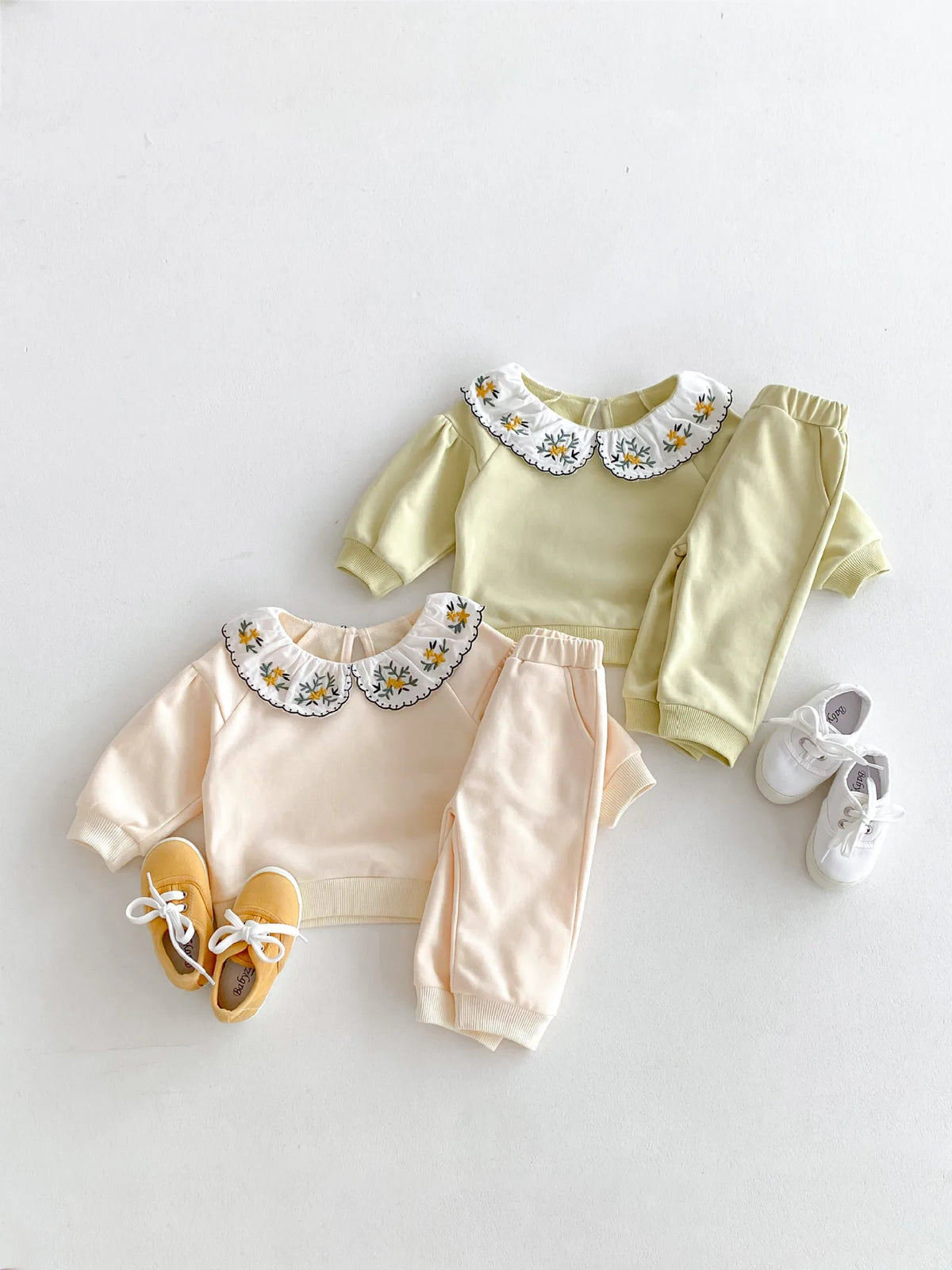 2025 Infant Toddler Fall Clothes Set: Girls' Stylish Two-Piece Pullover Sweatshirt and Pants Set for Baby Girls Outing