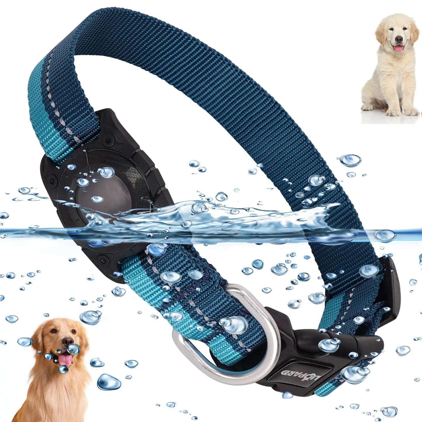All Seasons 360Reflective Polyester Dog Collar Airtag Protect Case IP68 Waterproof Full Body Covered Airtag Collar Holder