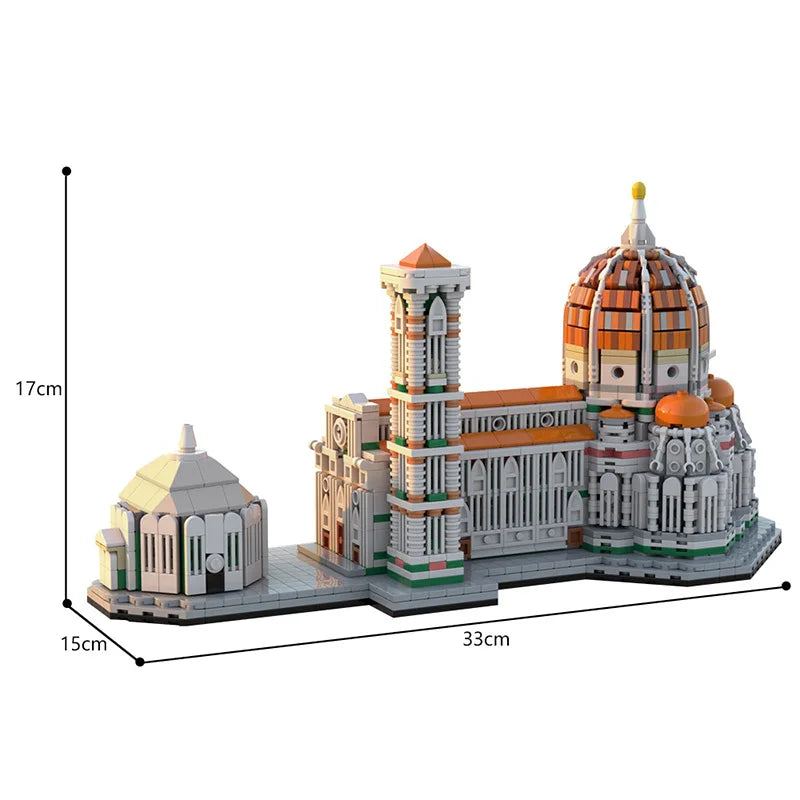 MOC Iconic Church Cathedral of Santa Maria del Fiore Building Blocks Set Famous Architecture Street Assemble Toys Children Gifts