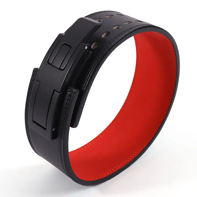 Weightlifting Belt Cowhide Leather Lever Buckle Waist Support Powerlifting Strong Pull Squat Deadlift Gym Training Powerlifters