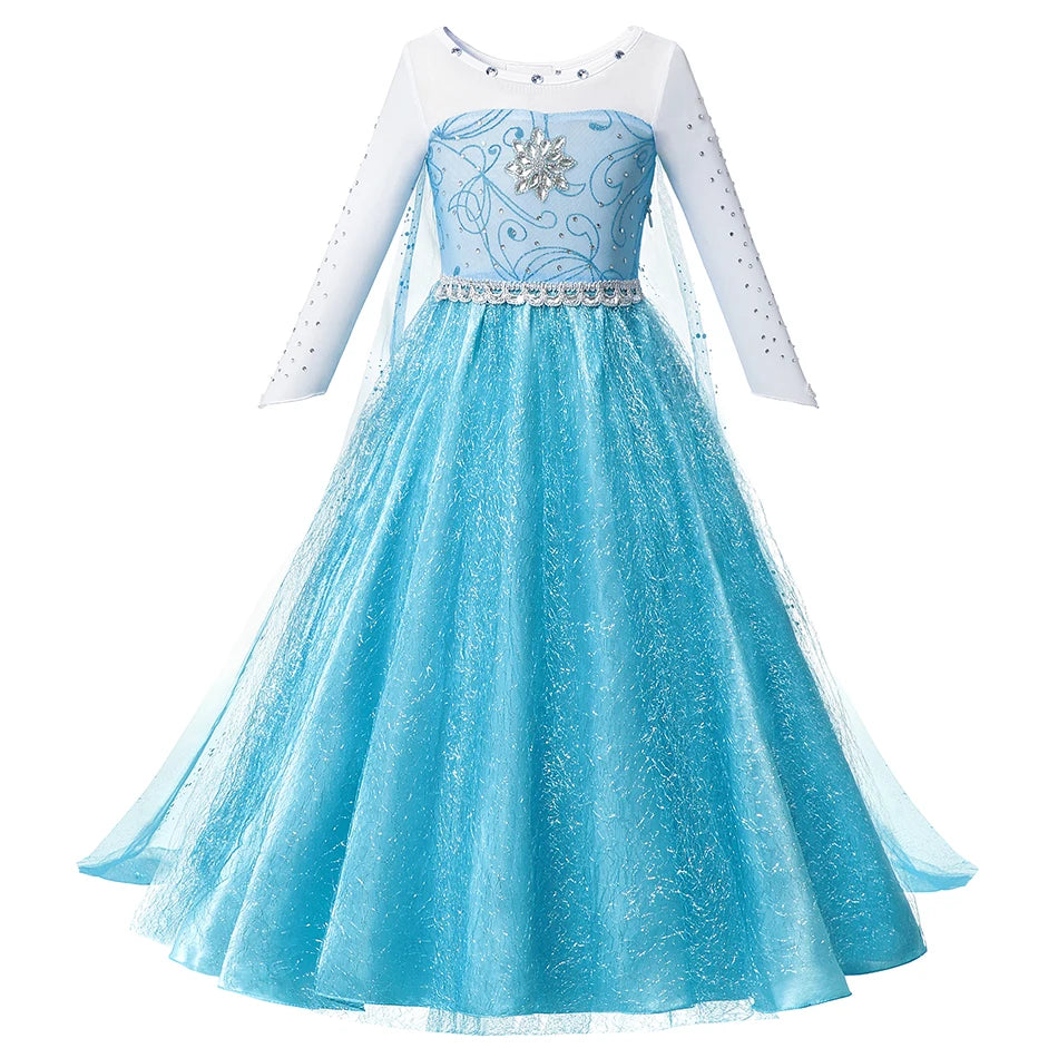 Halloween Birthday Dress Cinderella Snow White Aurora Rapunzel Princess Costume for Girls Kids 2-8Y