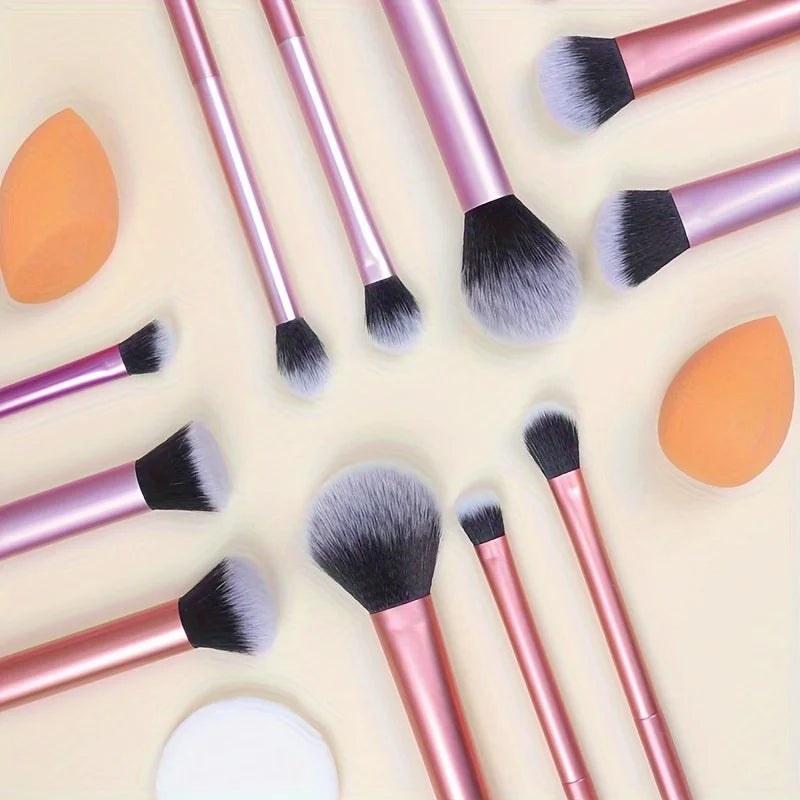 12pcs Multi-Functional Complete Makeup Brush Set: Loose Powder Brush, Blush Brush, Foundation Brush, Eyeshadow Brush, Blending B
