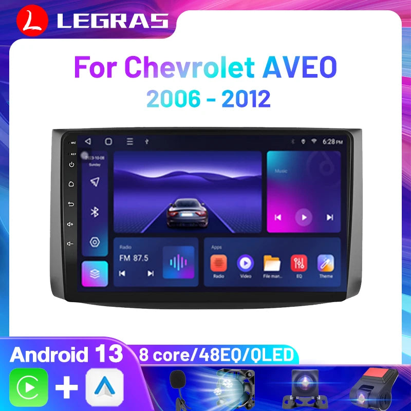 2din Android 15 Car Radio For Chevrolet AVEO T250 2006-2012 Carplay Android Auto Multimedia Stereo Player GPS Navi DSP HD Audio