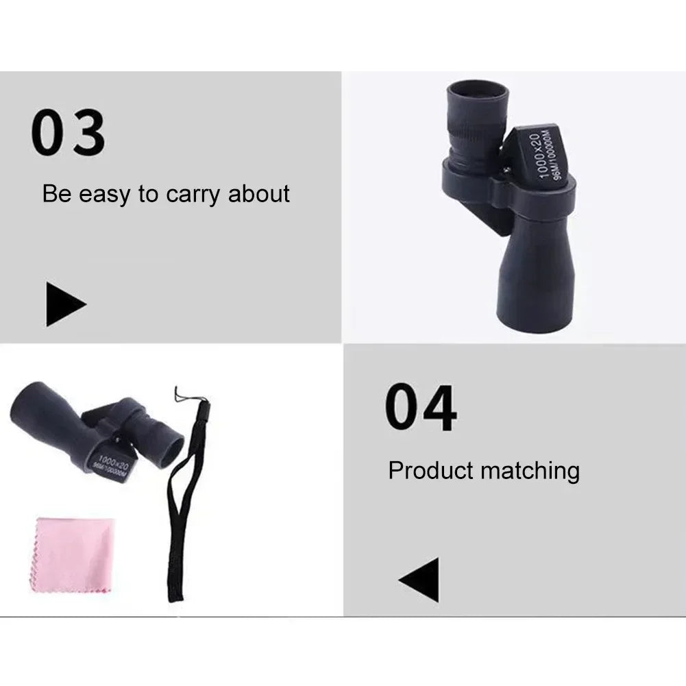 Portable Mini Monocular Telescope 1000x20 High Magnification for Outdoor Hunting Camping Fishing Zoom