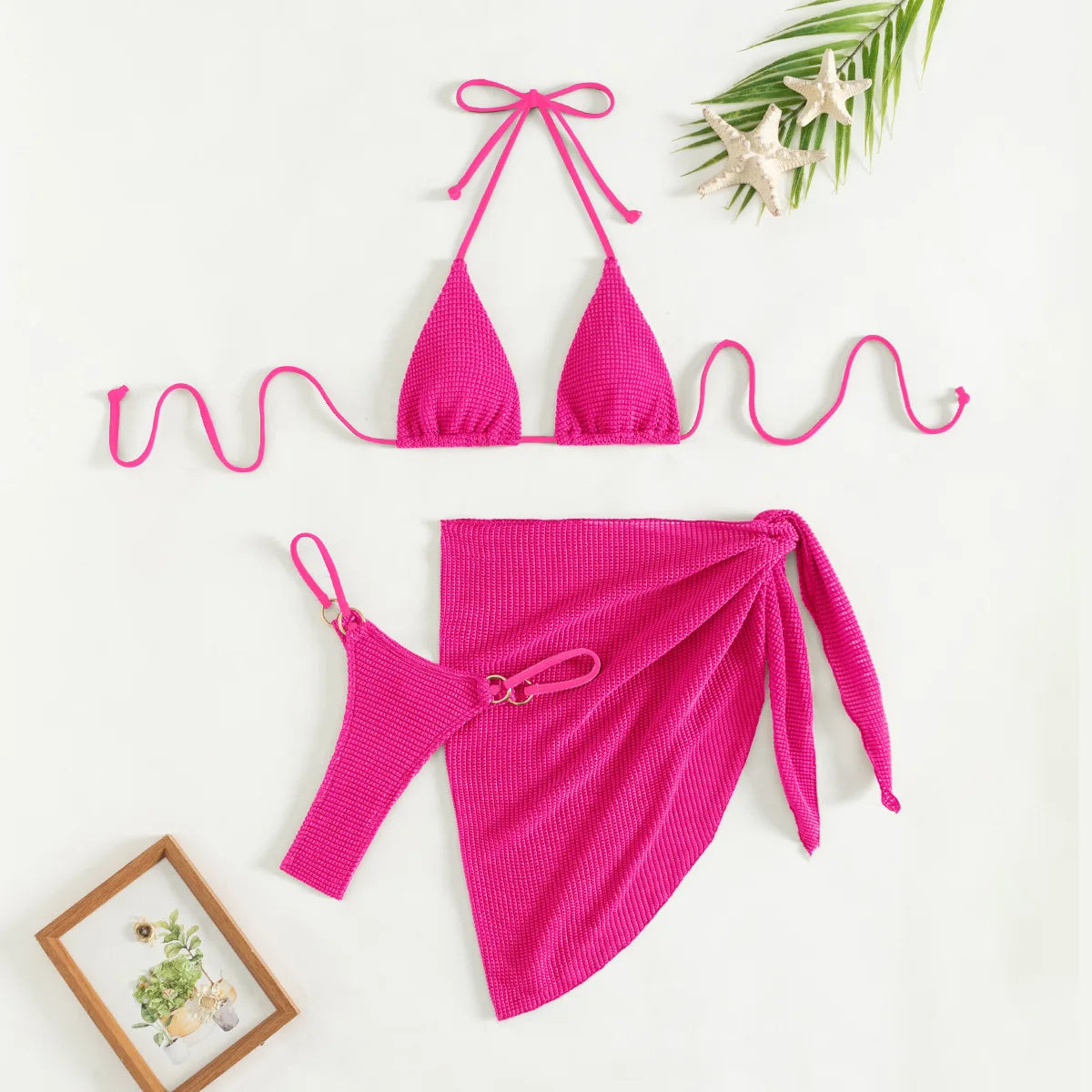 Sexy Brown Bikini Set 2026 Women Halter Push Up Bra Skirt 3 Piece Swimsuit Summer Bathing Suit Cover Up Thong Swimwear Biquini