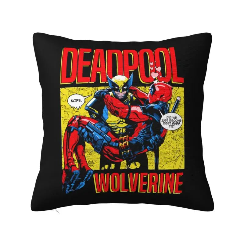 Custom Deadpool Wolverine Cartoon Manga Cushion Cover Soft Cute Pillows