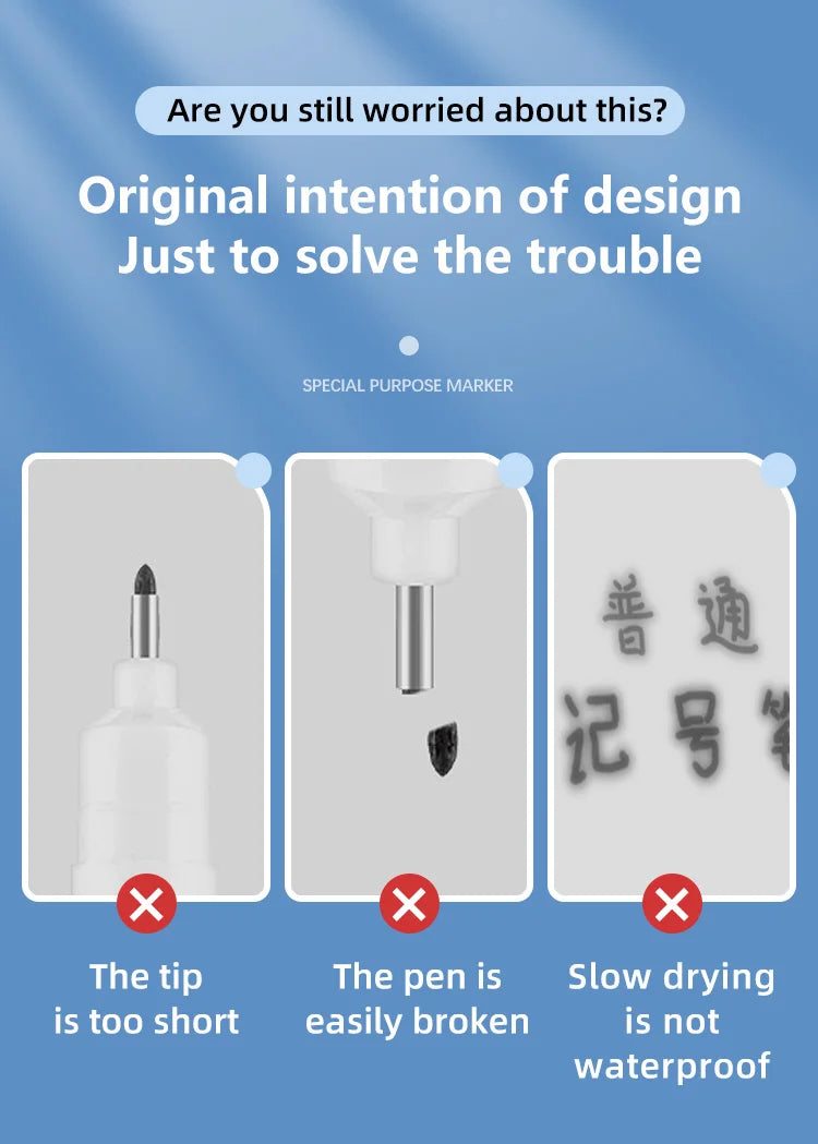 4Pcs/Set 20mm Deep Hole Long Nib Head Markers For Metal Perforating Pen Waterproof Bathroom Woodworking Decoration Multi-Purpose