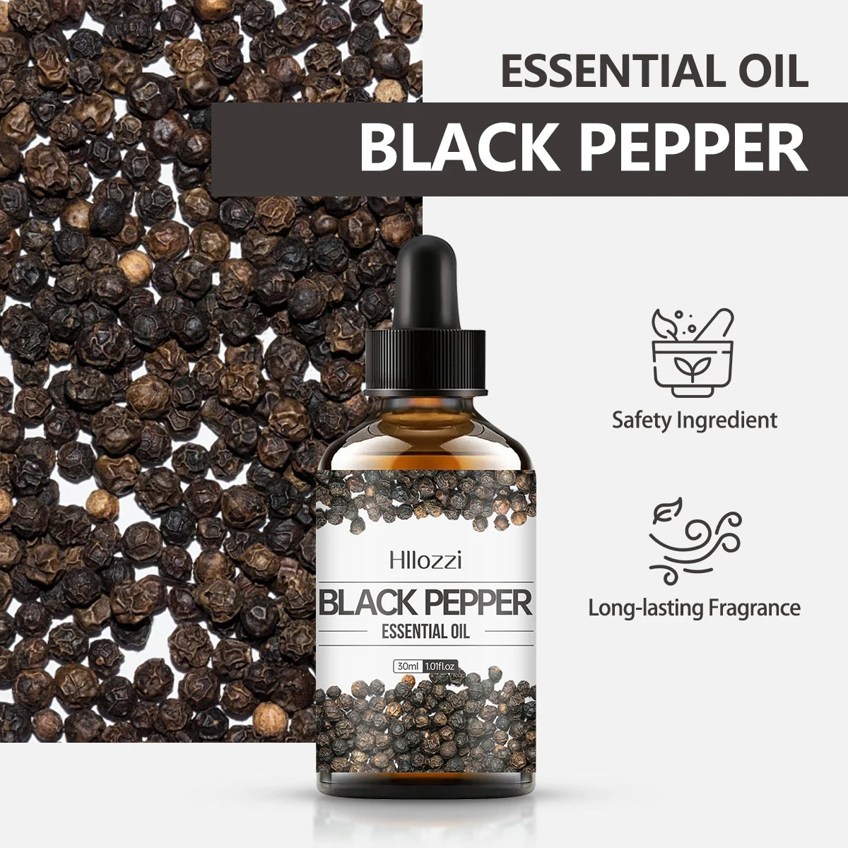 30ml Black Pepper Essential Oil Pure Essential Oil Relieve Stress Suitable for Aromatherapy Candles Car Diffuser Humidifier