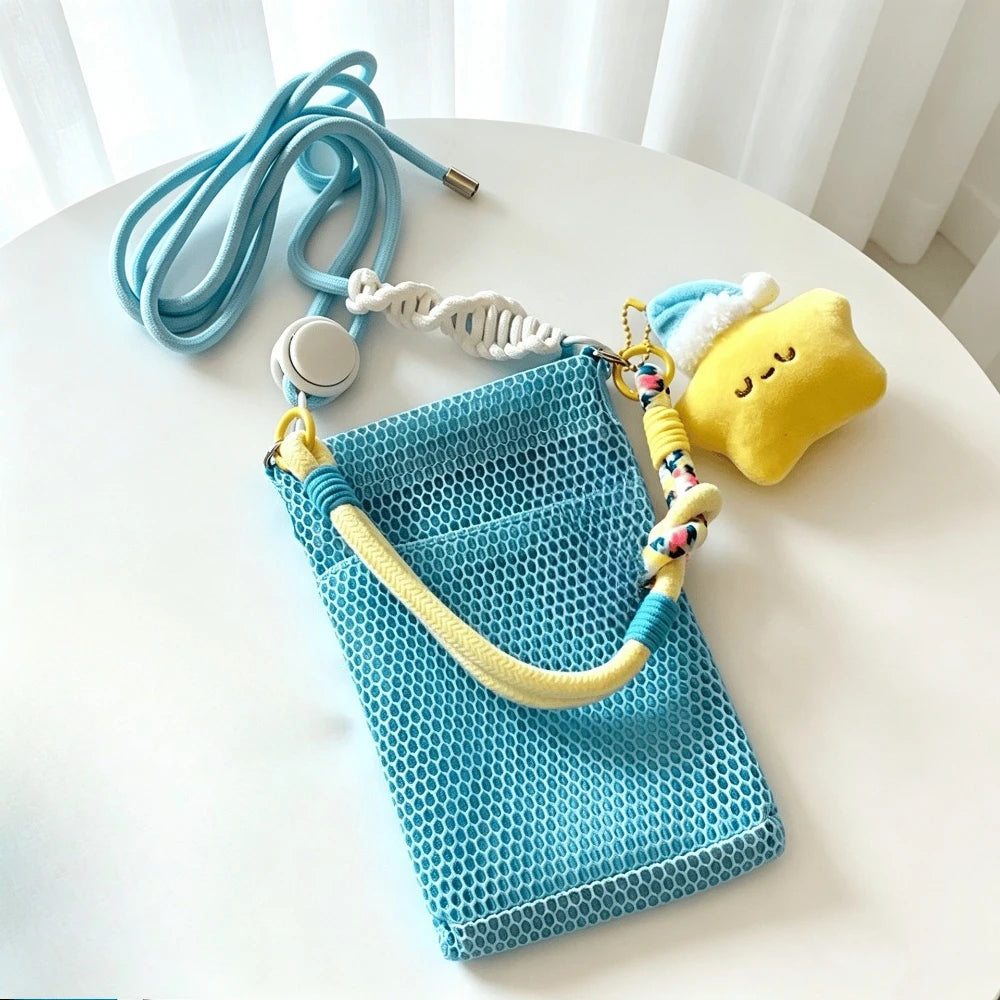 Women Handbags Female Summer Mesh Shoulder Bags Large Capacity Crossbody Bags Outdoor Beach for Women Portable Phone Purse