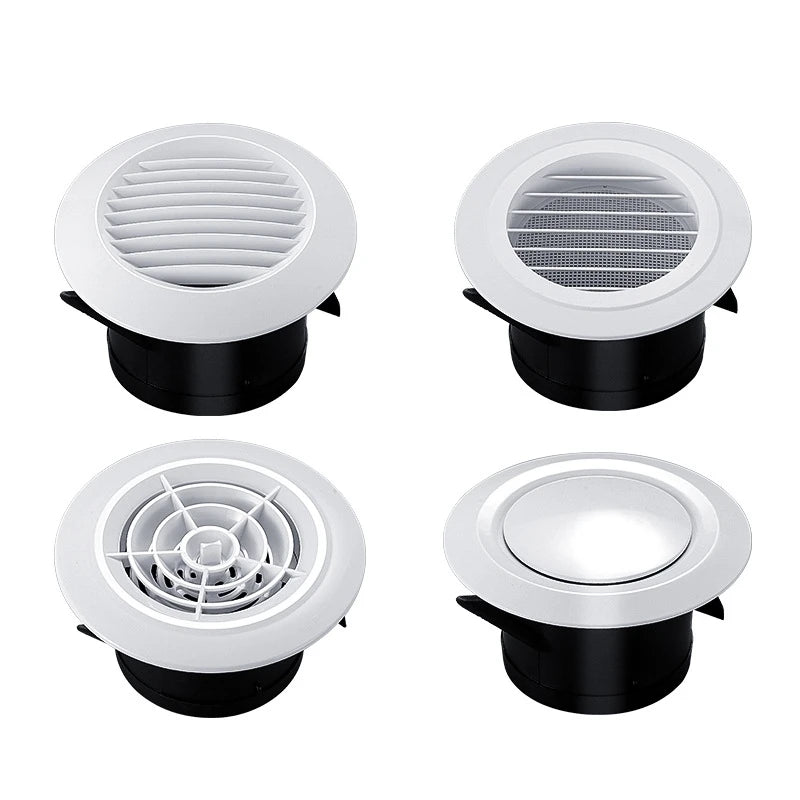 Various Shapes 75/100/125/150/200mm Round Ducting Ventilation Cover Air Vent Extract Valve Grille Adjustable Wall Vent Covers