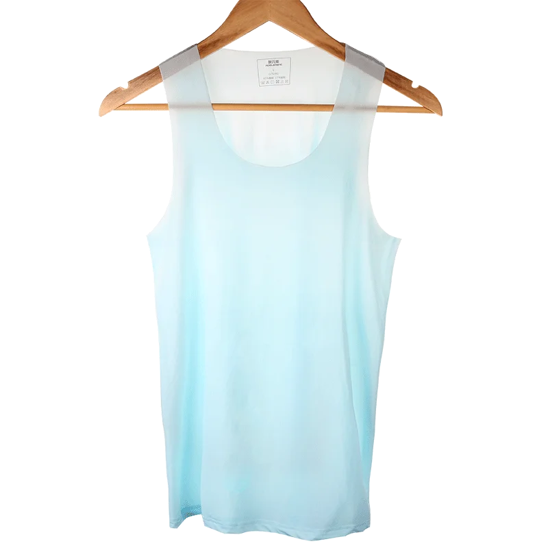 Men's ice silk sports trackless solid color I-word sweat vest single sleeveless tight-fitting fitness one-piece base shirt