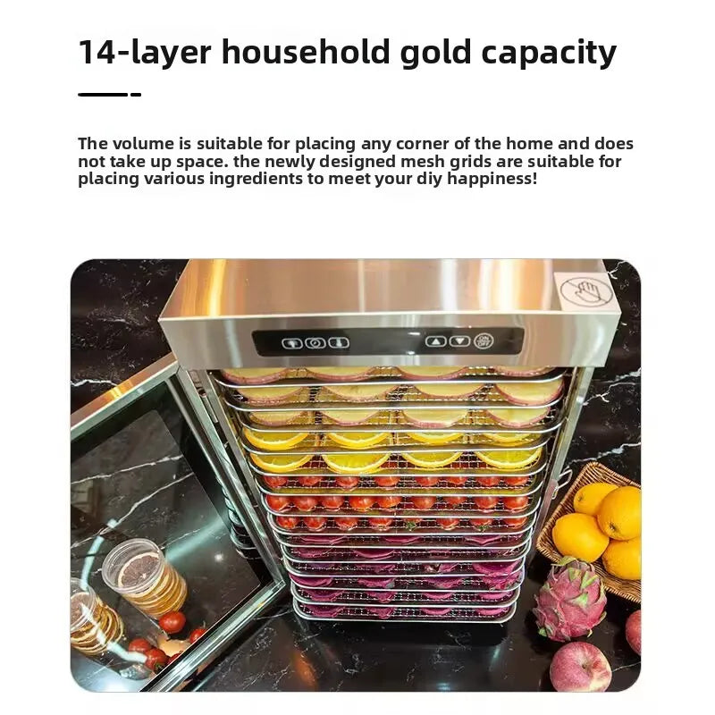 14 Trays Food Dehydrator Fruit dryer Stainless Steel Machine  1200W Household Vegetables Fruit Dryer with Digital Timer for Home