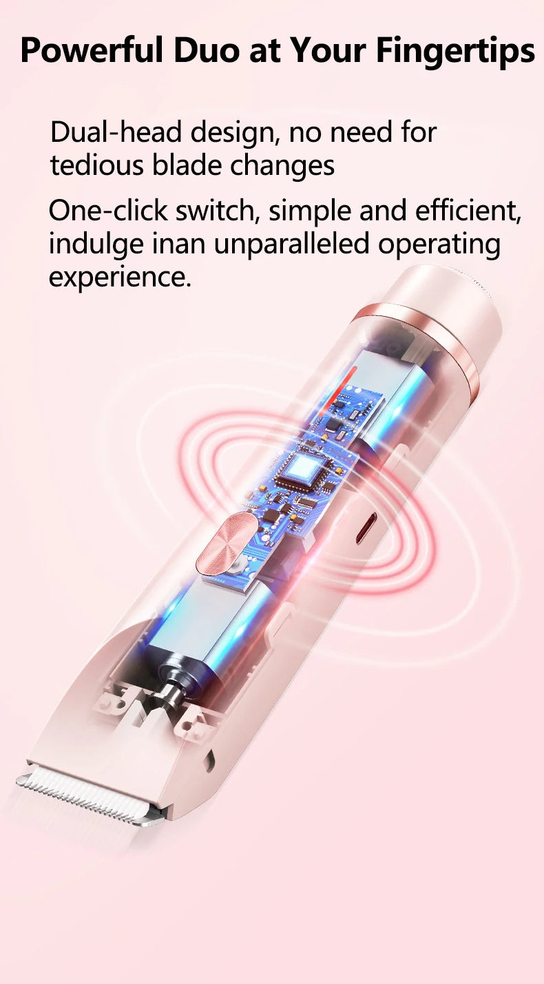 2 IN 1 Rechargeable Epilator Electric Eyebrow Trimmer Female Body Facial Lipstick Shape Hair Removal Mini Painless Razor Shaver