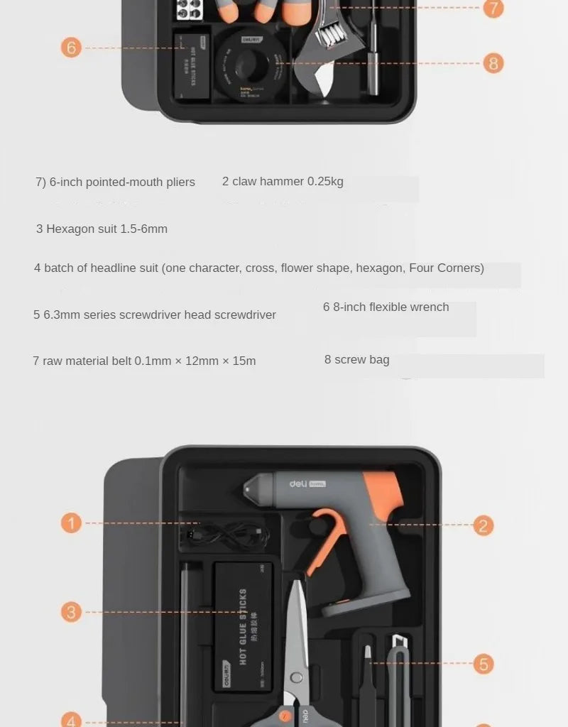 Daily Household Hand Tool Sets Multifunctional Hand Tool Sets Wire Cutter Hammer Lithium Electric Drill Emergency Repair Tools