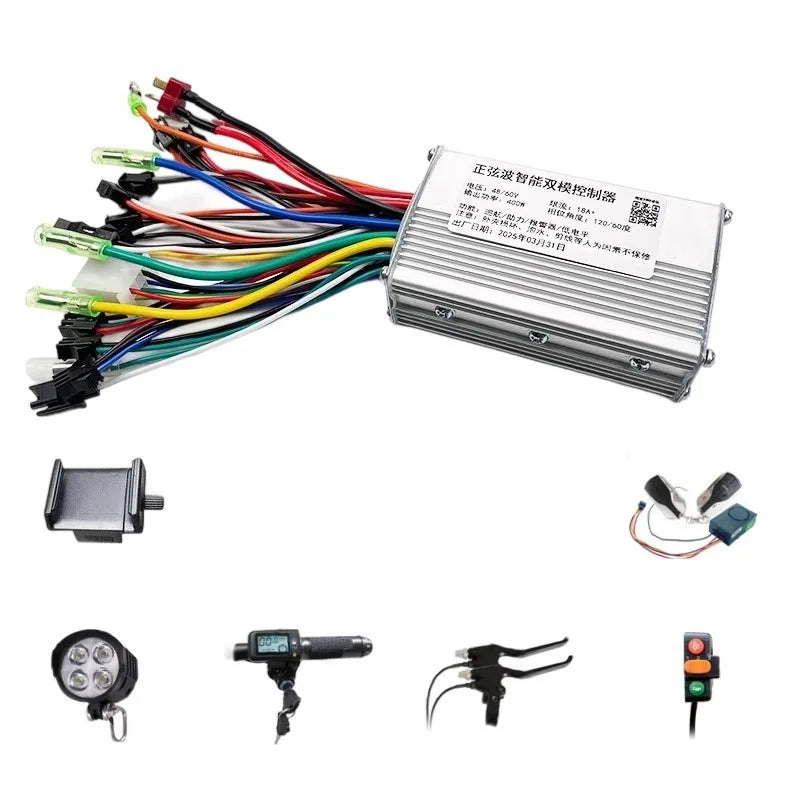 E-Bike Scooter Controller Kit 48V-60V 400W 15-18A Compatible Full Wire Harness for Electric Bicycle Conversion Braking System