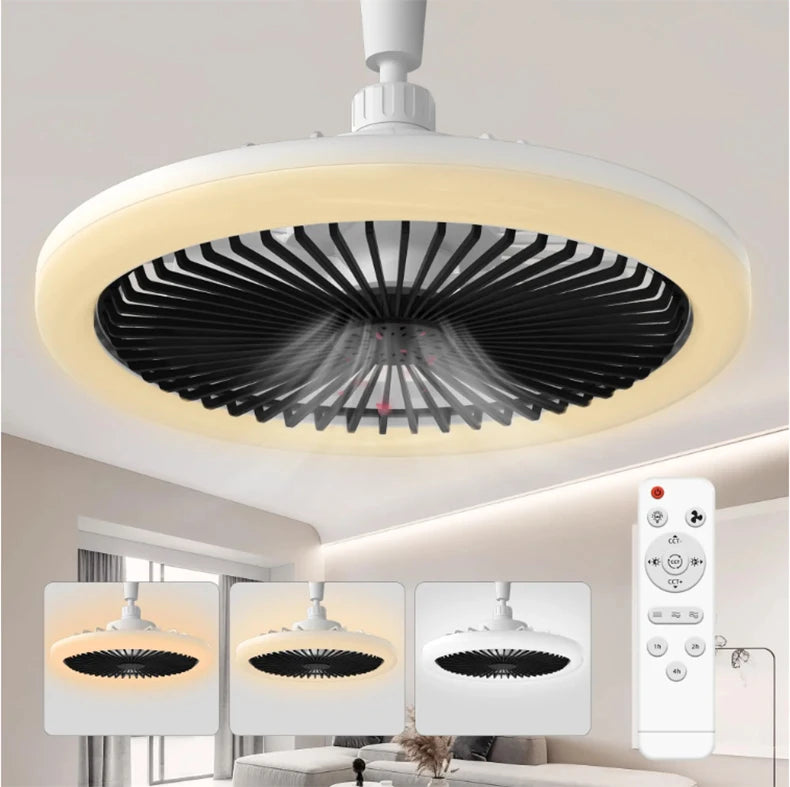 Rotatable 3in1 Ceiling Fan Light E27 LED Converter Base Smart Remote Control Bedroom Fans Lamp Study Kitchen Home Decoration